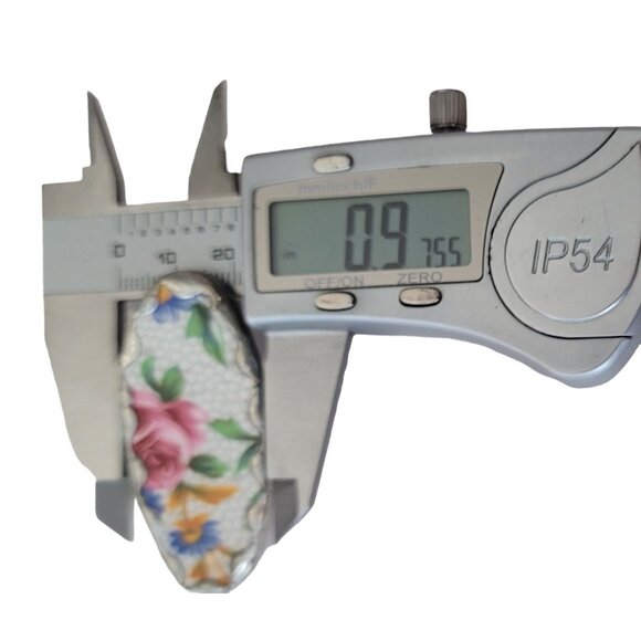 Rose Leaves Pottery Shard Oval Brooch Pin E651 - Picture 7 of 8